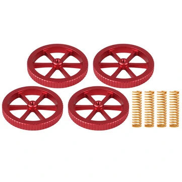 4Pcs Upgraded Metal Red Hand Screwed Leveling Nut + 4pcs Spring for Creality 3D Ender-3 Series 3D Printer Part