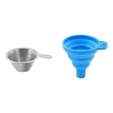 TWO TREES® Collapsible Silicone Funnels and Stainless Steel Resin Filter Cups for Pouring Resin Back into Bottle