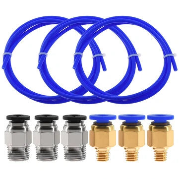 TWO TREES® 3PCS 1Meters Blue PTFE Tube + 3 PC4-M6 Pneumatic Connector + 3 PC4-M10 Connectors for 3D Printer 1.75mm Filament - 3dGate