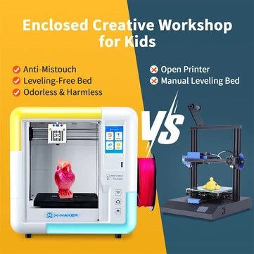 AOSEED X-MAKER Children's 3D Printer High Precision 0.1/0.05mm Ultra Silent <50dB Wireless Smart One-Press Printing WiFi USB Safe Enclosed Design - 3dGate