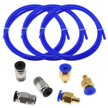 TWO TREES® 3PCS 1Meters Blue PTFE Tube + 3 PC4-M6 Pneumatic Connector + 3 PC4-M10 Connectors for 3D Printer 1.75mm Filament - 3dGate